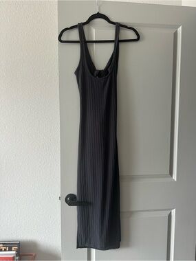 Billabong Ribbed Tank Midi Dress in Charcoal